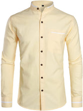 Load image into Gallery viewer, Mandarin Collar Slim Fit White Long Sleeve Shirt with Pocket