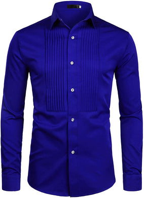 Royal Blue Slim Fit Long Sleeve Tuxedo Dress Shirt