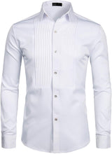 Load image into Gallery viewer, White Slim Fit Long Sleeve Tuxedo Dress Shirt