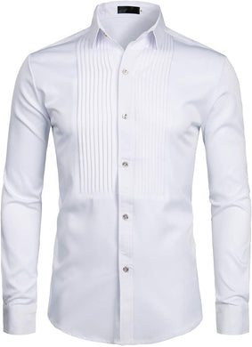 White Slim Fit Long Sleeve Tuxedo Dress Shirt