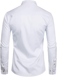 White Slim Fit Long Sleeve Tuxedo Dress Shirt