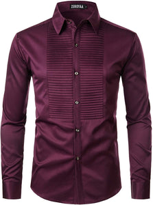Men's Purple Slim Fit Long Sleeve Tuxedo Dress Shirt