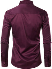 Load image into Gallery viewer, Men&#39;s Purple Slim Fit Long Sleeve Tuxedo Dress Shirt