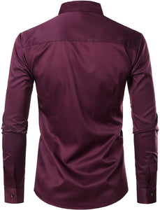 Men's Purple Slim Fit Long Sleeve Tuxedo Dress Shirt