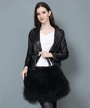 Load image into Gallery viewer, Mongolian Black Luxury Wool Fur Handbag