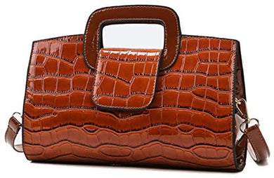 PU Leather Brown  Vintage Flap Tote Top Handbags