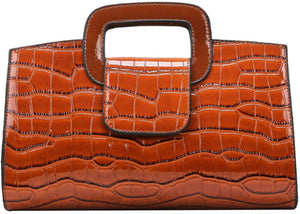 PU Leather Brown  Vintage Flap Tote Top Handbags