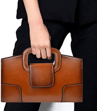 Load image into Gallery viewer, Vintage Flap Brown Tote Top Handle Satchel Handbags