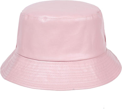 Thalia Pink Bucket Hat PU Leather Waterproof Cap