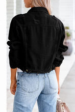 Load image into Gallery viewer, Dreamy Black Distressed Frayed Ripped Jeans Jacket