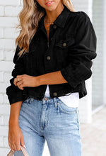 Load image into Gallery viewer, Dreamy Black Distressed Frayed Ripped Jeans Jacket