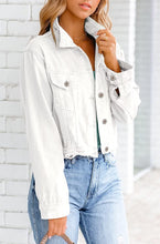 Load image into Gallery viewer, Dreamy White Distressed Frayed Ripped Jeans Jacket