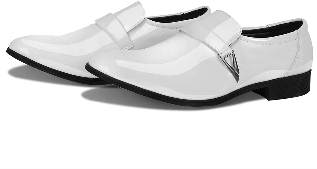 Slip-on White Pointed-Toe Loafer Dress Shoes