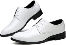 Load image into Gallery viewer, Men&#39;s Lace Up White Tuxedo Dress Shoes
