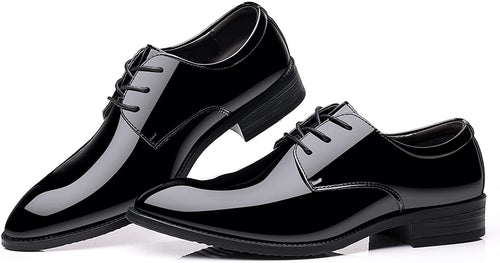 Men's Lace Up Black Tuxedo Dress Shoes