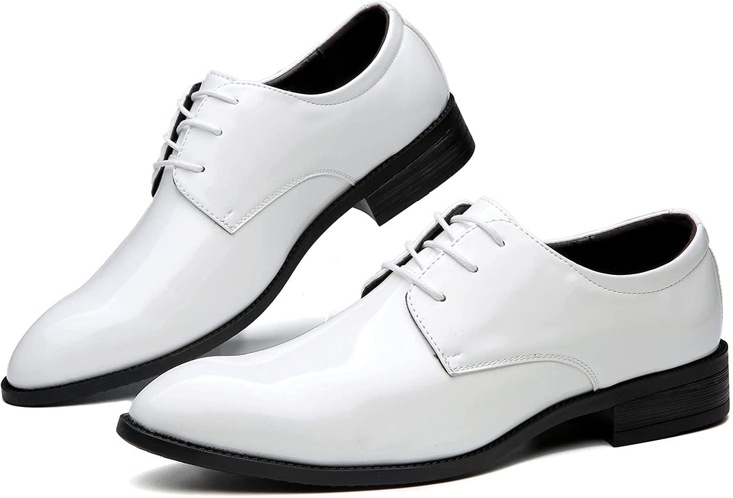 Men's Lace Up White Tuxedo Dress Shoes