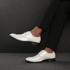 Men's Lace Up White Tuxedo Dress Shoes