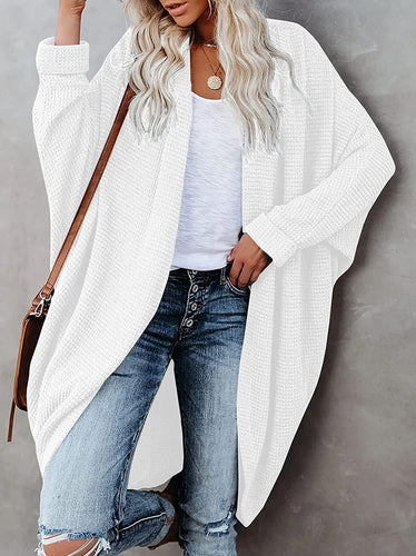 White Knit Batwing Oversized Long Sleeve Cardigan