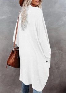 White Knit Batwing Oversized Long Sleeve Cardigan