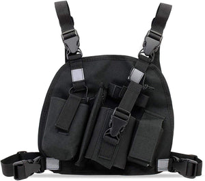 Reflective Black Radio Chest Harness Chest Front Pack Pouch
