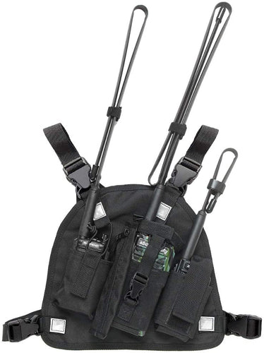 Reflective Black Radio Chest Harness Chest Front Pack Pouch