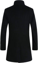 Load image into Gallery viewer, Men&#39;s Black Mid-Length Single Breasted Wool Blend Top Coat