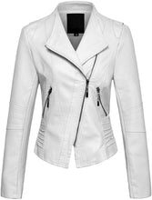 Load image into Gallery viewer, Black Long Sleeve Faux Leather Biker Jacket