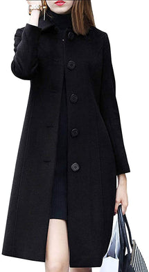 Elegant Black Fall Winter Single Breasted Women's Long Wool Coat
