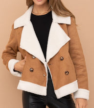 Load image into Gallery viewer, Sherpa Camel Suede Women&#39;s Faux Leather Jacket