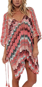 Maria Red Stripe Summer Swimsuit Cover up