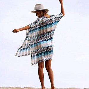 Odessa Blue Stripe Summer Swimsuit Cover up