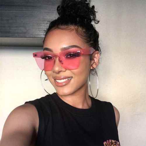 Wavy Pink Clear Designer Sunglasses