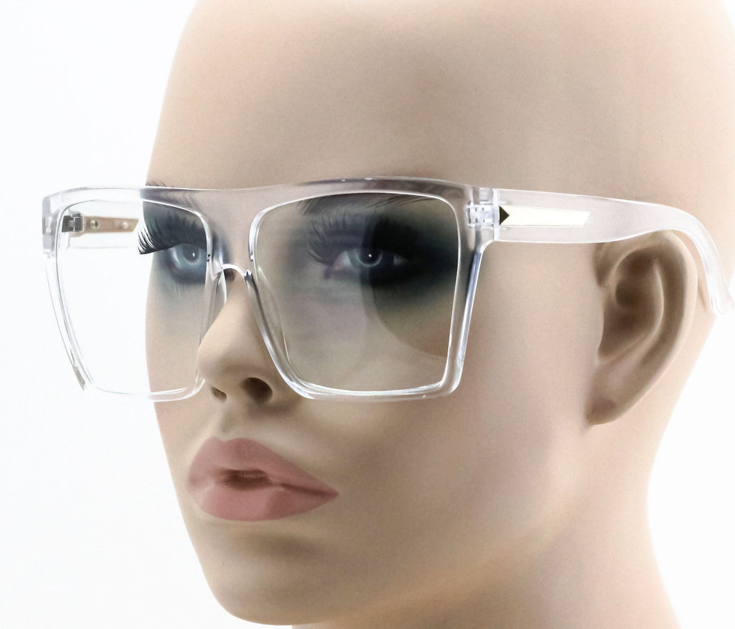 Vintage Square Flat Top Frame Clear Eyeglasses