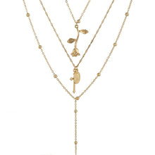 Load image into Gallery viewer, Long Layered Gold 3 Tier Bar Coin Charm Pendant Multilayer Necklace