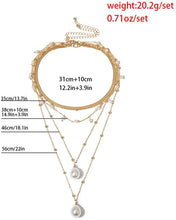 Load image into Gallery viewer, Gold Choker with Pearls Pendant Layered Necklace