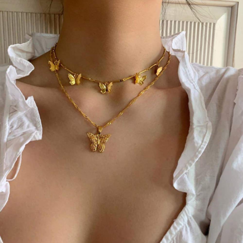 Butterfly Necklace Gold Dainty Choker Jewelry