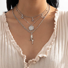 Load image into Gallery viewer, Minimalist Necklace Silver Flower Butterfly Coin Choker Jewelry