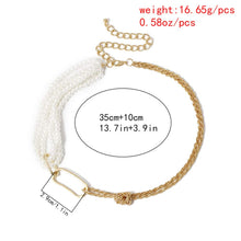 Load image into Gallery viewer, Choker Gold Chain Pearls Adjustable  Necklace Jewelry