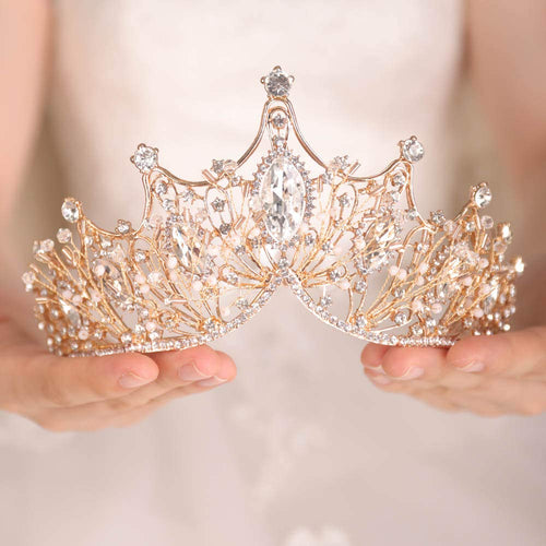 Rhinestones Gold Tiara Crown