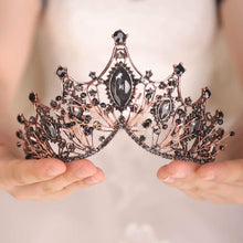 Load image into Gallery viewer, Rhinestones Rose Gold Tiara Crown