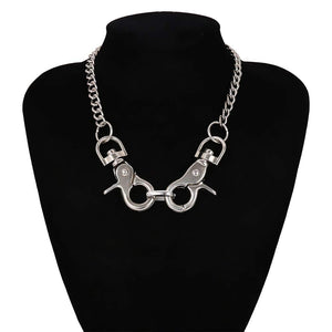 Silver Dainty Punk Handcuffs Choker Necklace