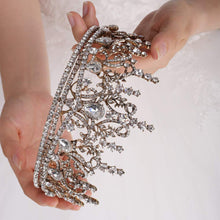 Load image into Gallery viewer, Crystal Rhinestones Gold Tiara Crown