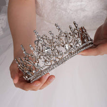 Load image into Gallery viewer, Crystal Rhinestones Gold Tiara Crown