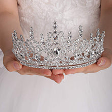 Load image into Gallery viewer, Crystal Rhinestones Silver Tiara Crown