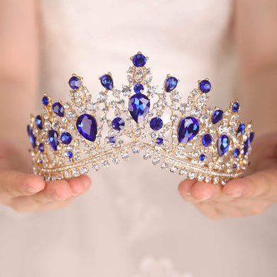 Blue Rhinestones Vintage Tiara Crown