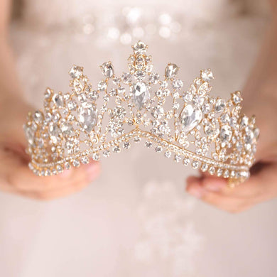 Gold Rhinestones Vintage Tiara Crown