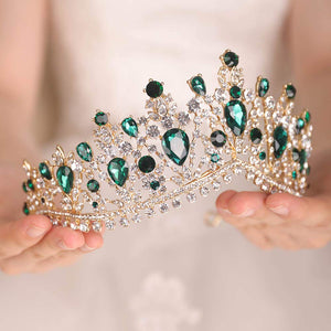 Green Rhinestones Vintage Tiara Crown