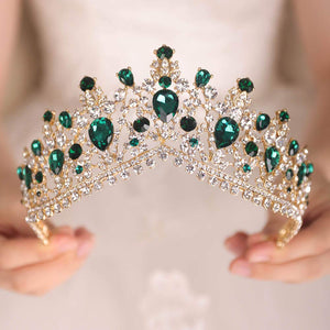 Green Rhinestones Vintage Tiara Crown