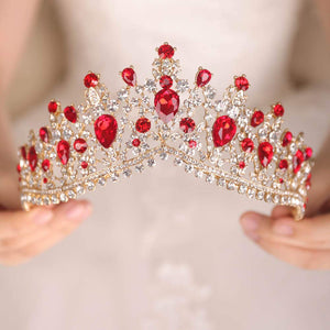 Red Rhinestones Vintage Tiara Crown