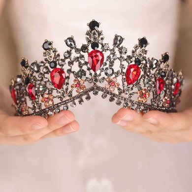 Vintage Red Rhinestones Tiara Crown